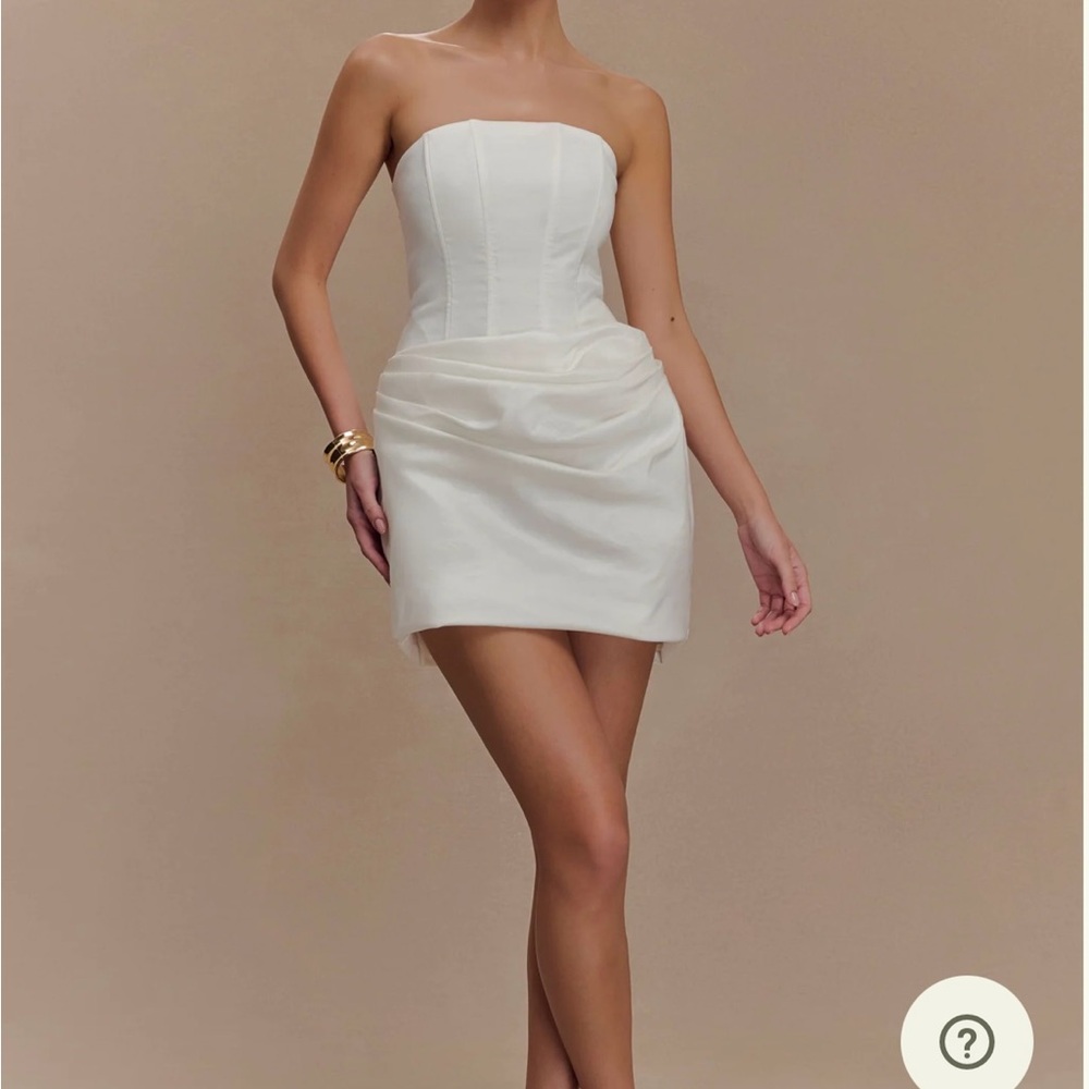 Brand new- Meshki Taffeta Strapless Corset Mini Dress - White